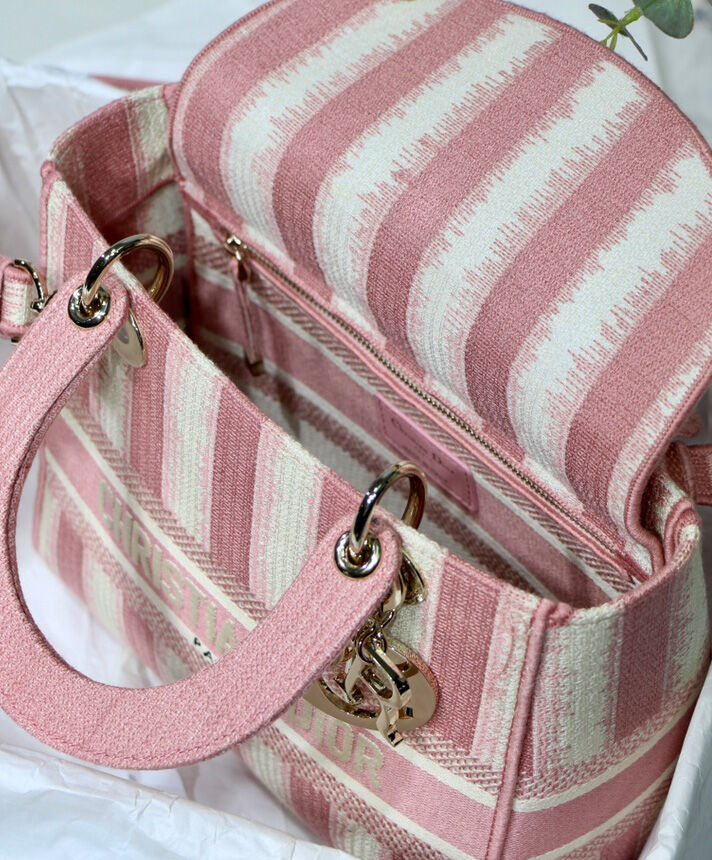 Christian Dior Medium Lady D lite Bag Canva Pink